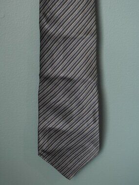 2/$15 Bill Blass Modern Black and Gray Diagonal Lines Men's Silk Business Tie